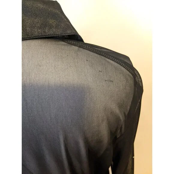 The Limited Black Mesh Beaded Blouse Sheer Button Up Gothic Whimsygoth XL - Picture 10 of 12